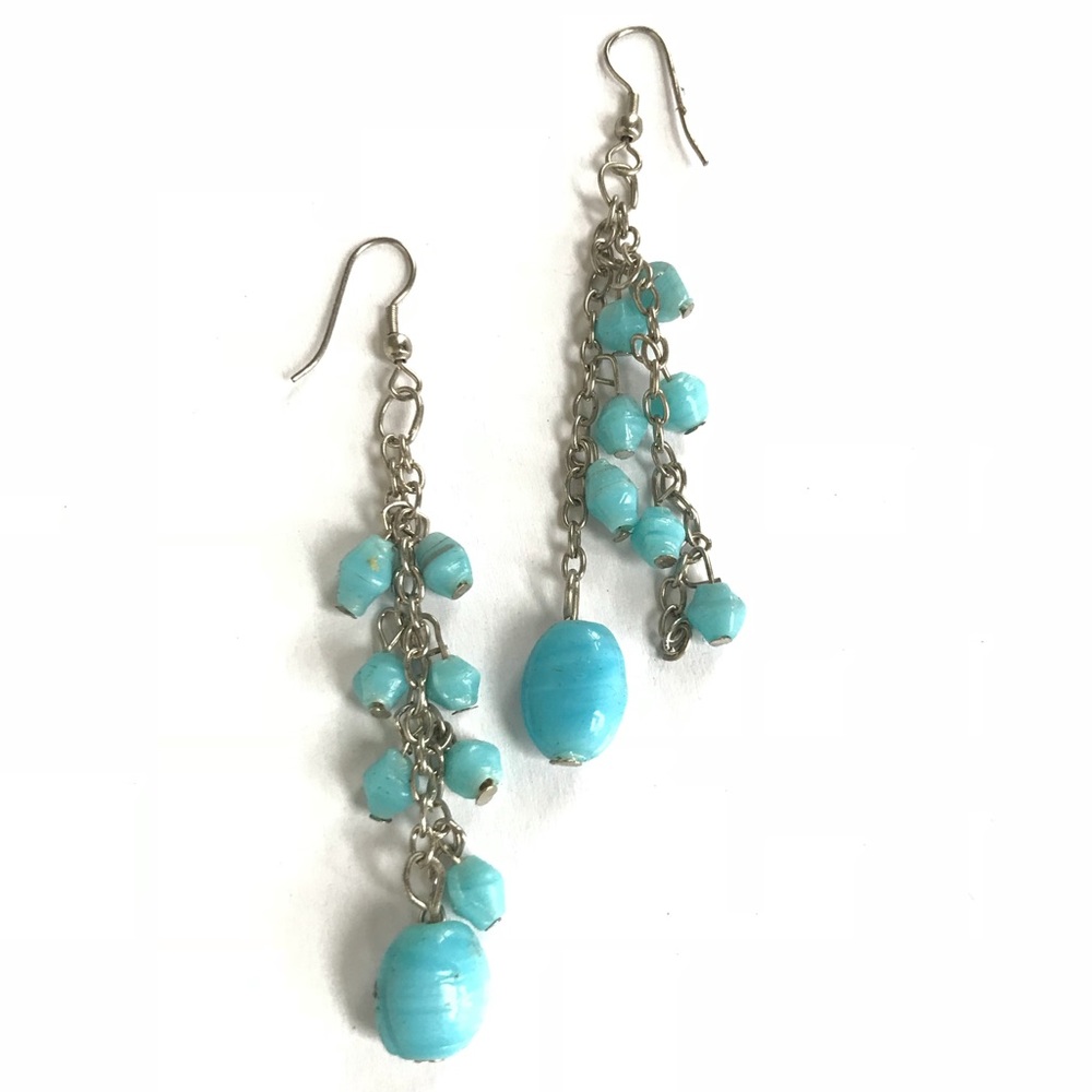 Blue Beaded Earrings